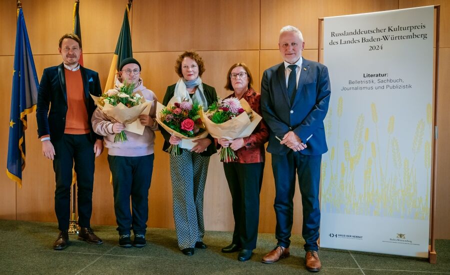 Juryvorsitzender Edwin Warkentin, Reik Kneisel, Irene Langemann, Nina Paulsen, Staatssekretär Thomas Blenke
