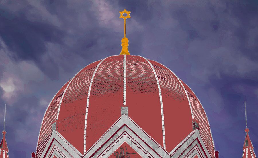 Farblich verfremdete Kuppel einer Synagoge