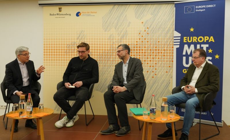 Die Podiumsteilnehmer der Diskussion "20 Jahre EU-Osterweiterung" Nikos Andreadis, Christian-Zsolt Varga, Kai-Olaf Lang, Andrzej Kaluza