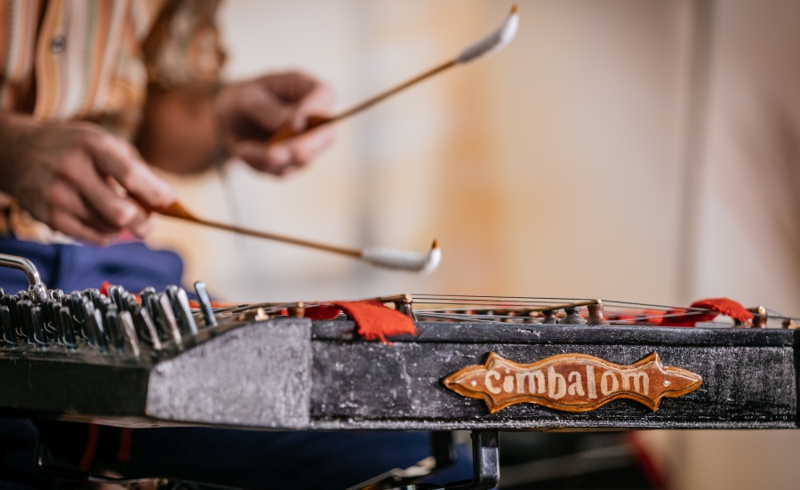 Daniel Kartmann spielt auf dem Cimbalom.